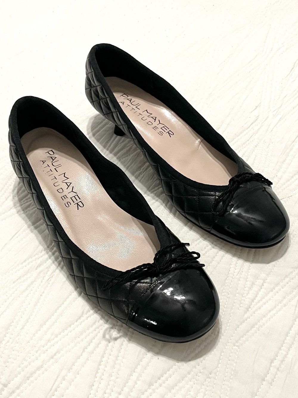 Paul Mayer Attitude Patent Leather Kitten Heel Pumps
